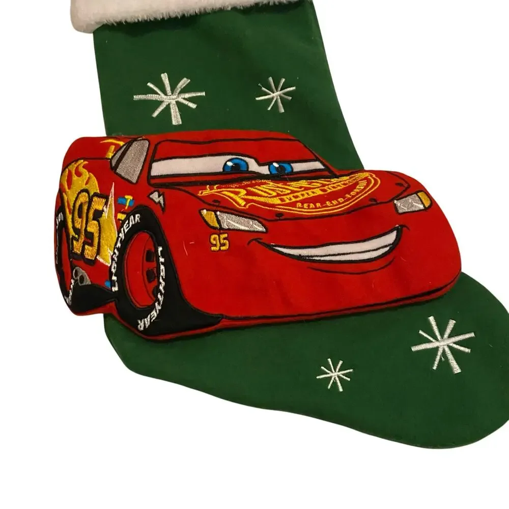 Disney Pixar Cars 3 Lightning McQueen 3D Christmas Stocking Green RUZ Holiday